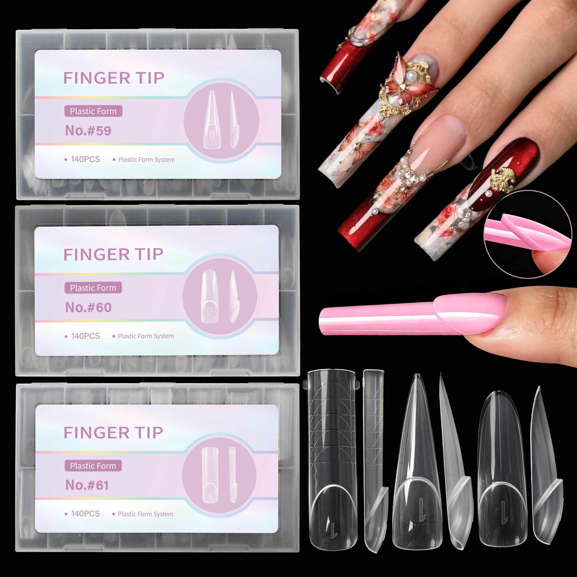 Nail Art Denim - 140 peças de Pontas de Extensão