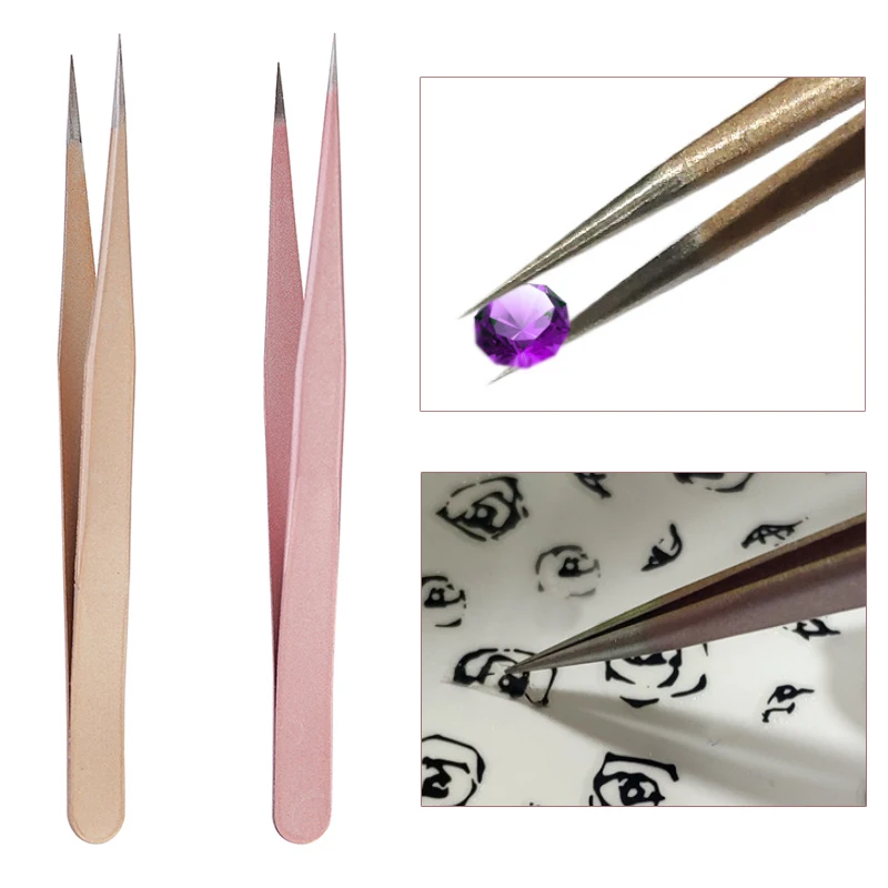 Nail Art Rose Gold - Pinça reta em ouro rosa champanhe