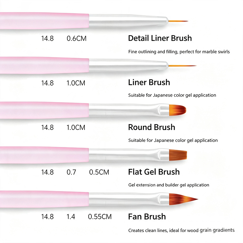 Conjunto de 5 Pincéis de Arte  - Nail Art Pink Soft avaliação e preço
