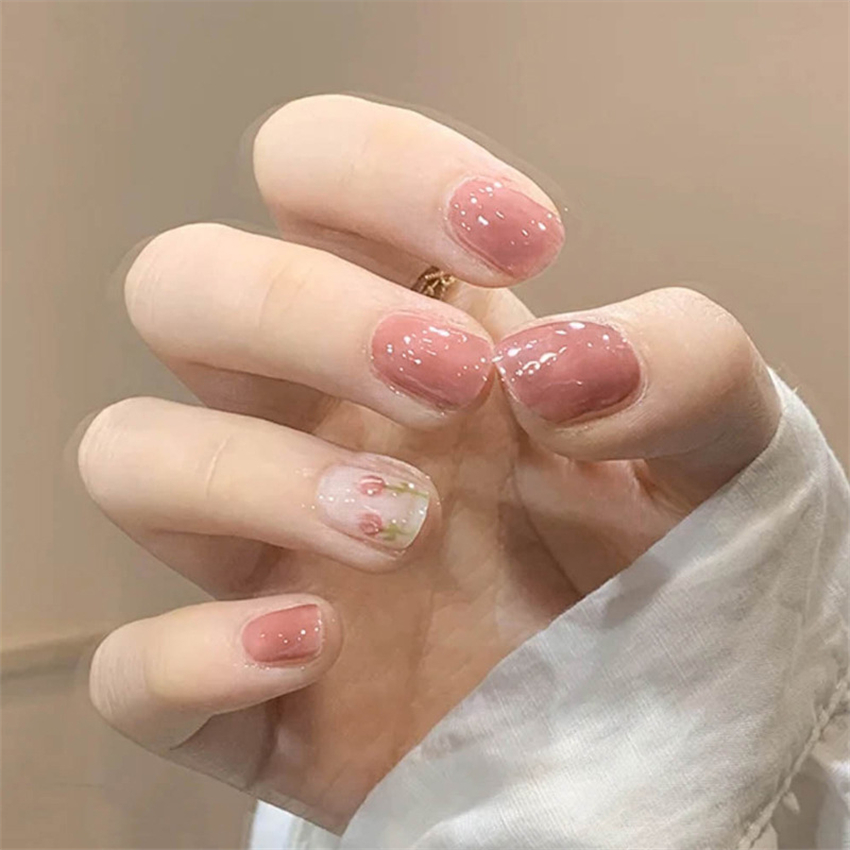 24 pçs curto acrílico dourado  - Nail Art Glossy avaliação e preço