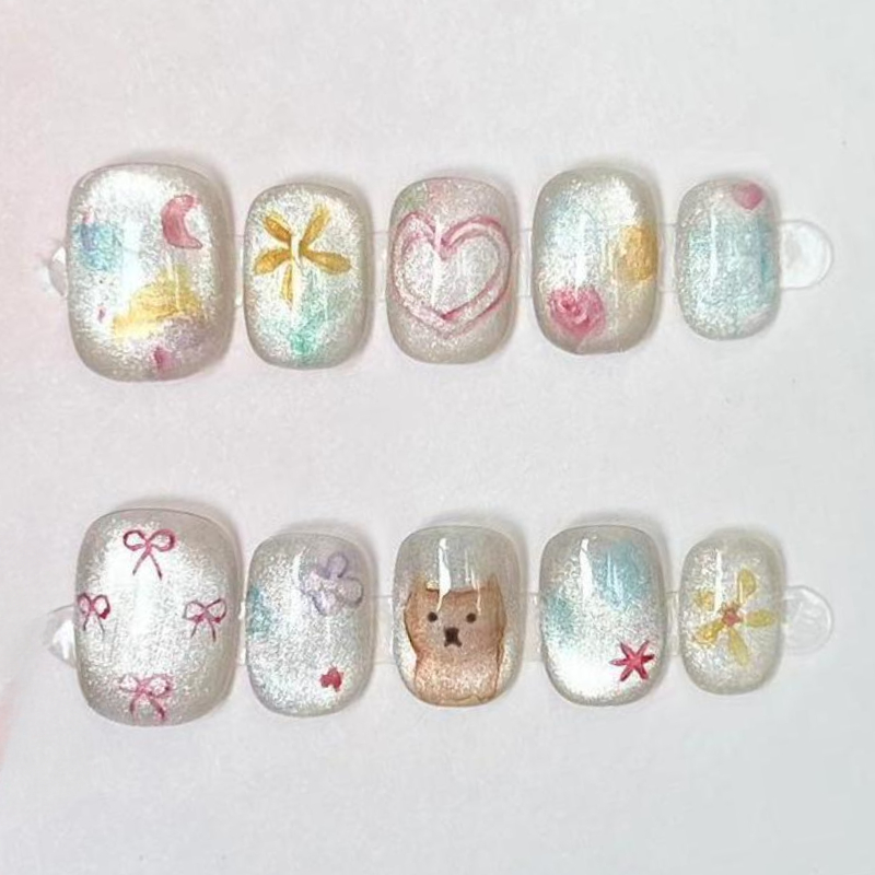 10 pçs bonito curto redondo ar - Nail Art Glossy avaliação e preço