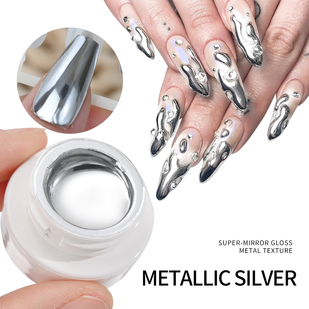 Esmalte em gel metálico prata  - Nail Art Glossy avaliação e preço