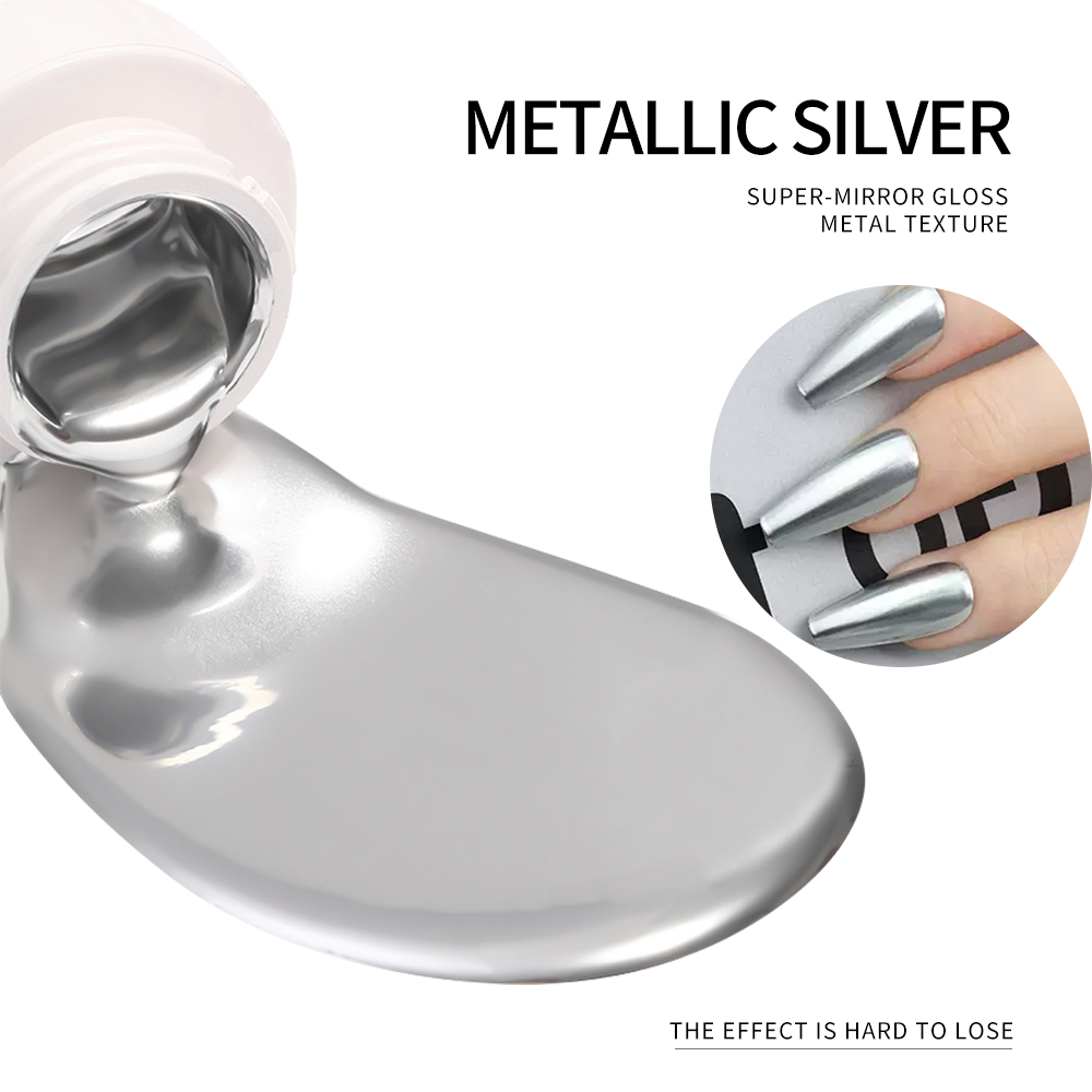 Esmalte em gel metálico prata  - Nail Art Glossy avaliação e preço