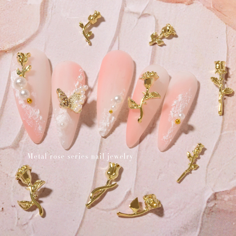 10 pçs 3d rosa ornamento da ar - Nail Art Rose Gold avaliação e preço