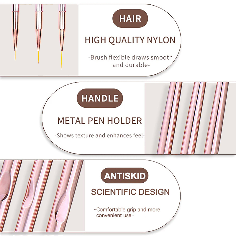 Conjunto de 3 Pincéis para Art - Nail Art Rose Gold avaliação e preço