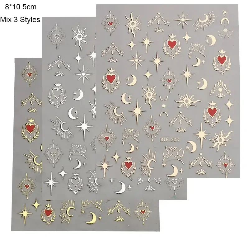 3 folhas 1 pacote, adesivos 3D - Nail Art Rose Gold avaliação e preço